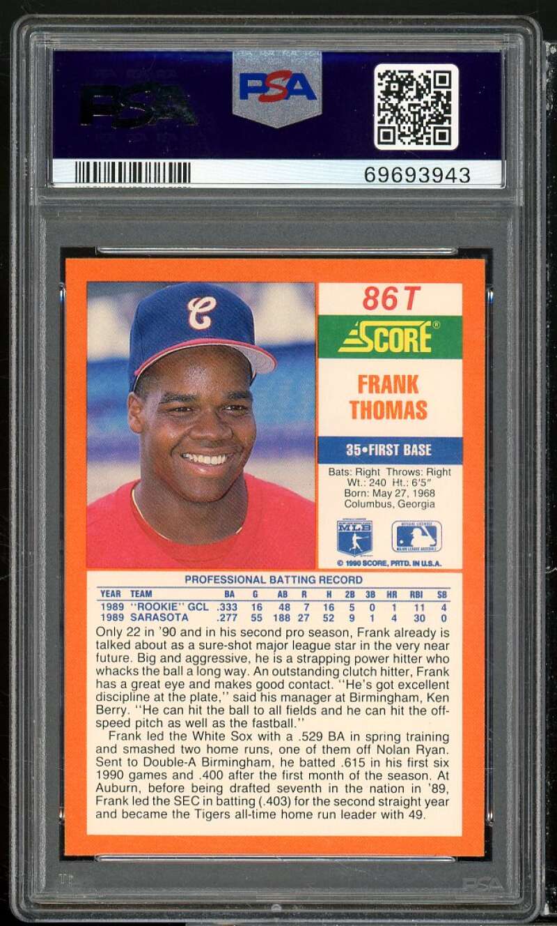 Frank Thomas Rookie 1990 Score Traded Autograph Auth #663 PSA/DNA 8.5 AUTO 10 Image 2