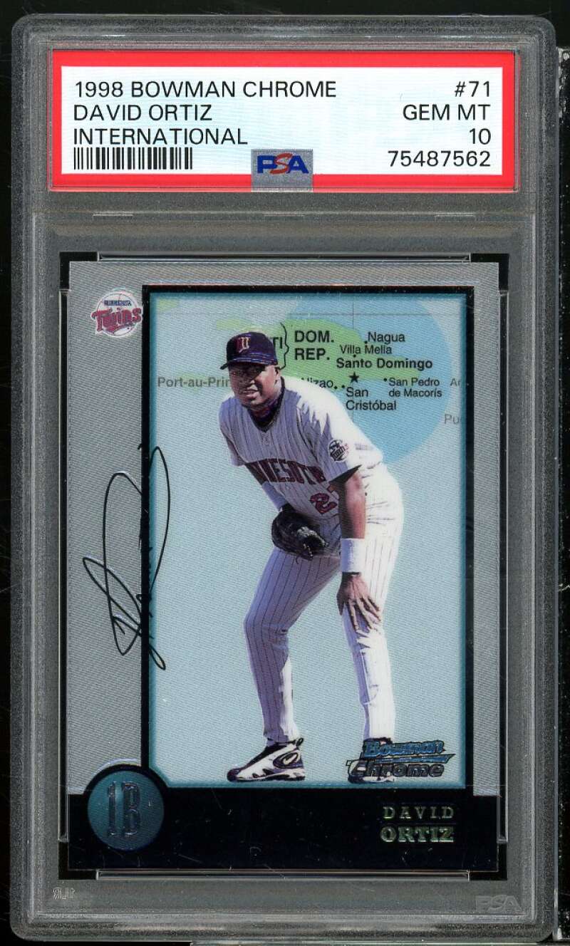 David Ortiz Rookie Card 1998 Bowman Chrome International #71 PSA 10 Image 1