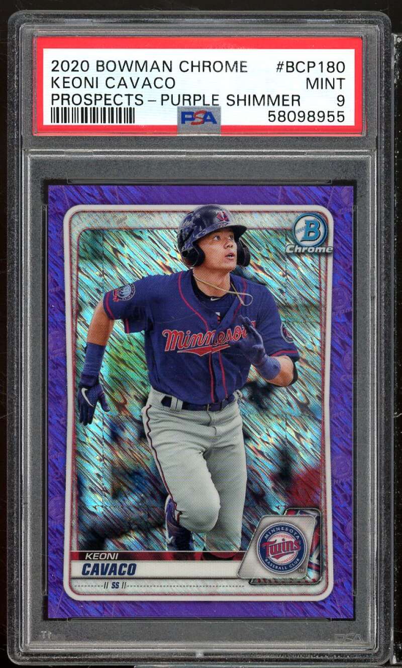 Keoni Cavaco Rookie 2020 Bowman Chrome Prospects Purple Shimmer #BCP180 PSA 9 Image 1