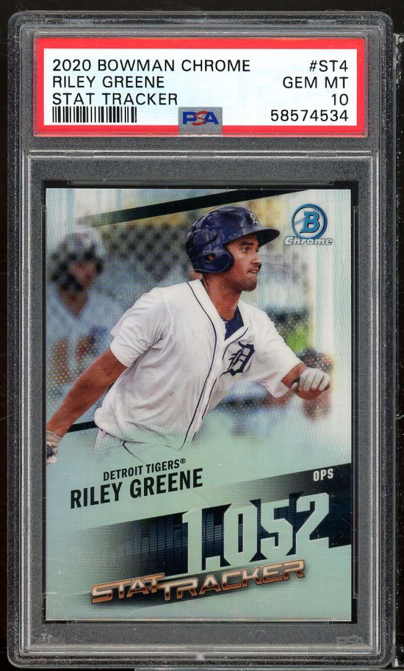 Riley Greene Rookie Card 2020 Bowman Chrome Stat Tracker #ST4 PSA 10 Image 1