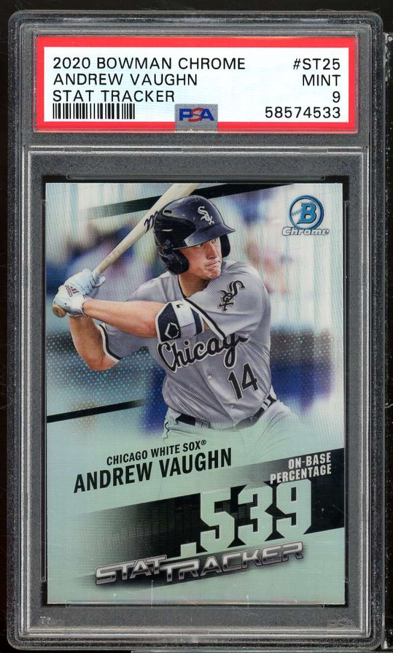 Andrew Vaughn Rookie Card 2020 Bowman Chrome Stat Tracker #ST25 PSA 9 Image 1