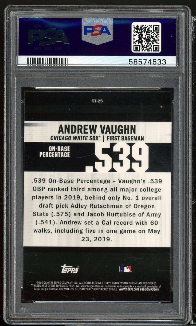 Andrew Vaughn Rookie Card 2020 Bowman Chrome Stat Tracker #ST25 PSA 9 Image 2