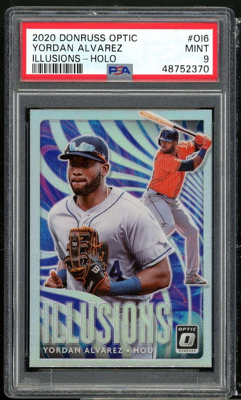 Yordan Alvarez Rookie Card 2020 Donruss Optic Illusions Holo #OI6 PSA 9 Image 1