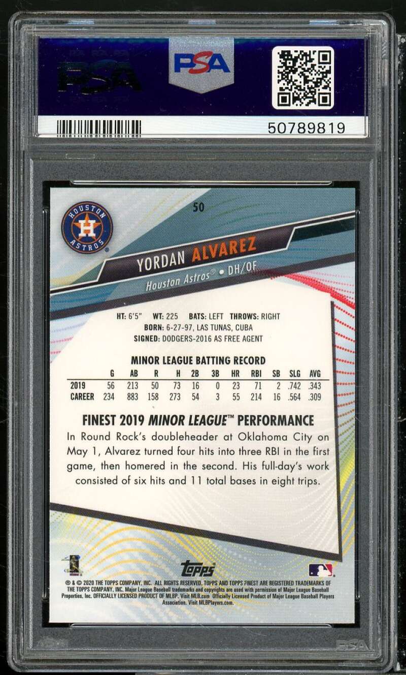 Yordan Alvarez Rookie Card 2020 Finest #50 PSA 10 Image 2