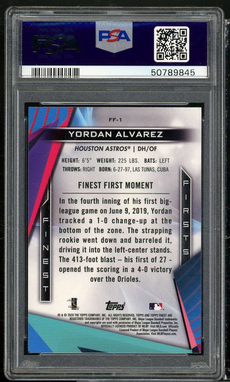 Yordan Alvarez Rookie Card 2020 Finest Firsts #FF1 PSA 10 Image 2