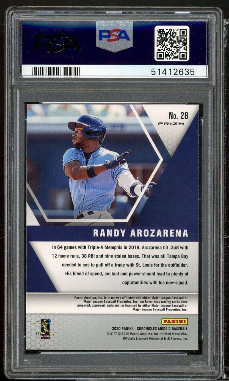 Randy Arozarena Rookie Card 2020 Panini Chronicles Mosaic Mosaic #28 PSA 9 Image 2