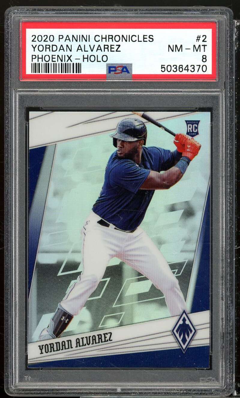 Yordan Alvarez Rookie Card 2020 Panini Chronicles Phoenix Holo #2 PSA 8 Image 1