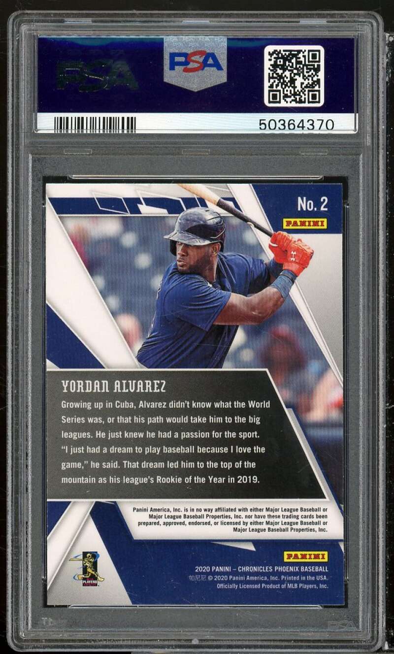 Yordan Alvarez Rookie Card 2020 Panini Chronicles Phoenix Holo #2 PSA 8 Image 2