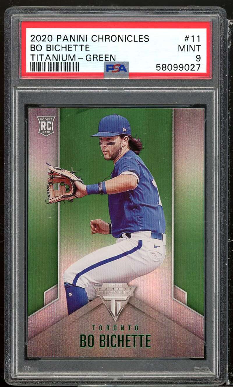 Bo Bichette Rookie Card 2020 Panini Chronicles Titanium Green #11 PSA 9 Image 1