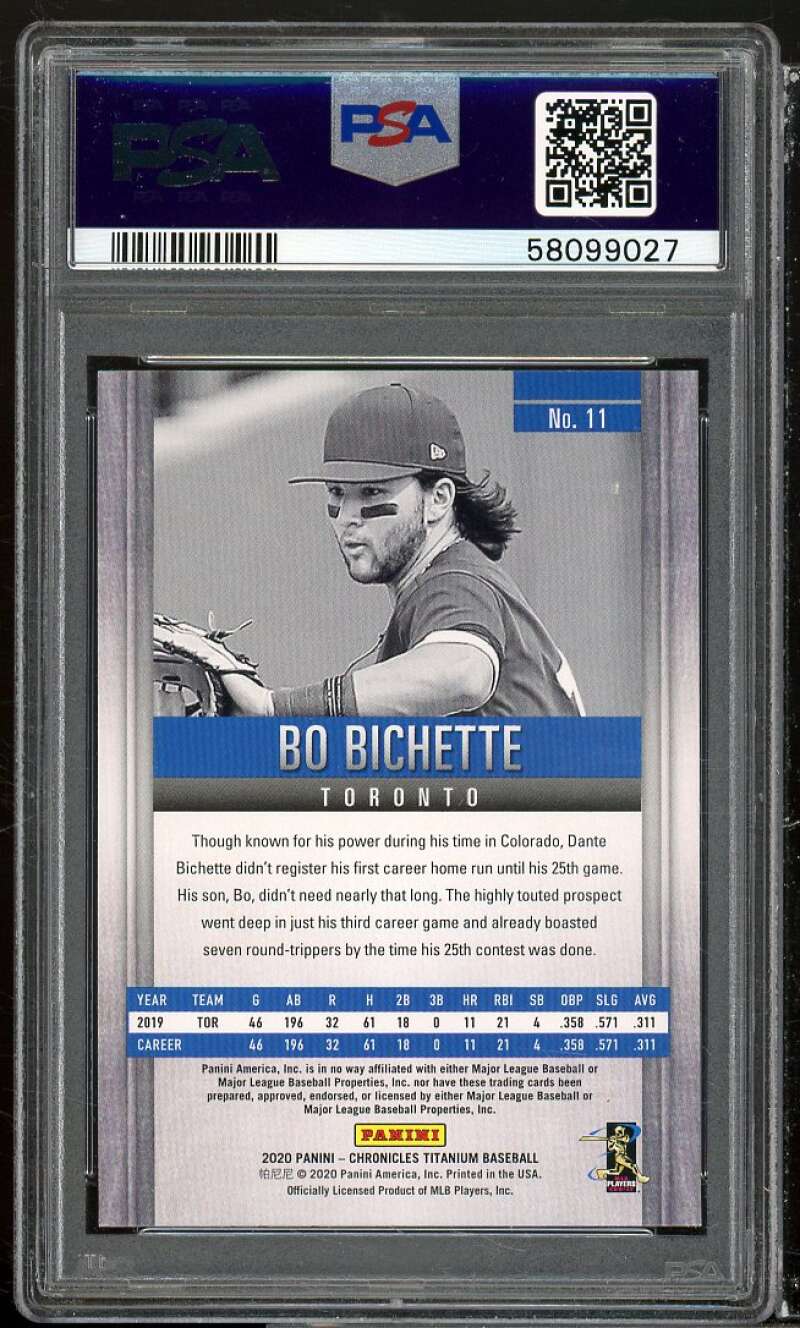 Bo Bichette Rookie Card 2020 Panini Chronicles Titanium Green #11 PSA 9 Image 2