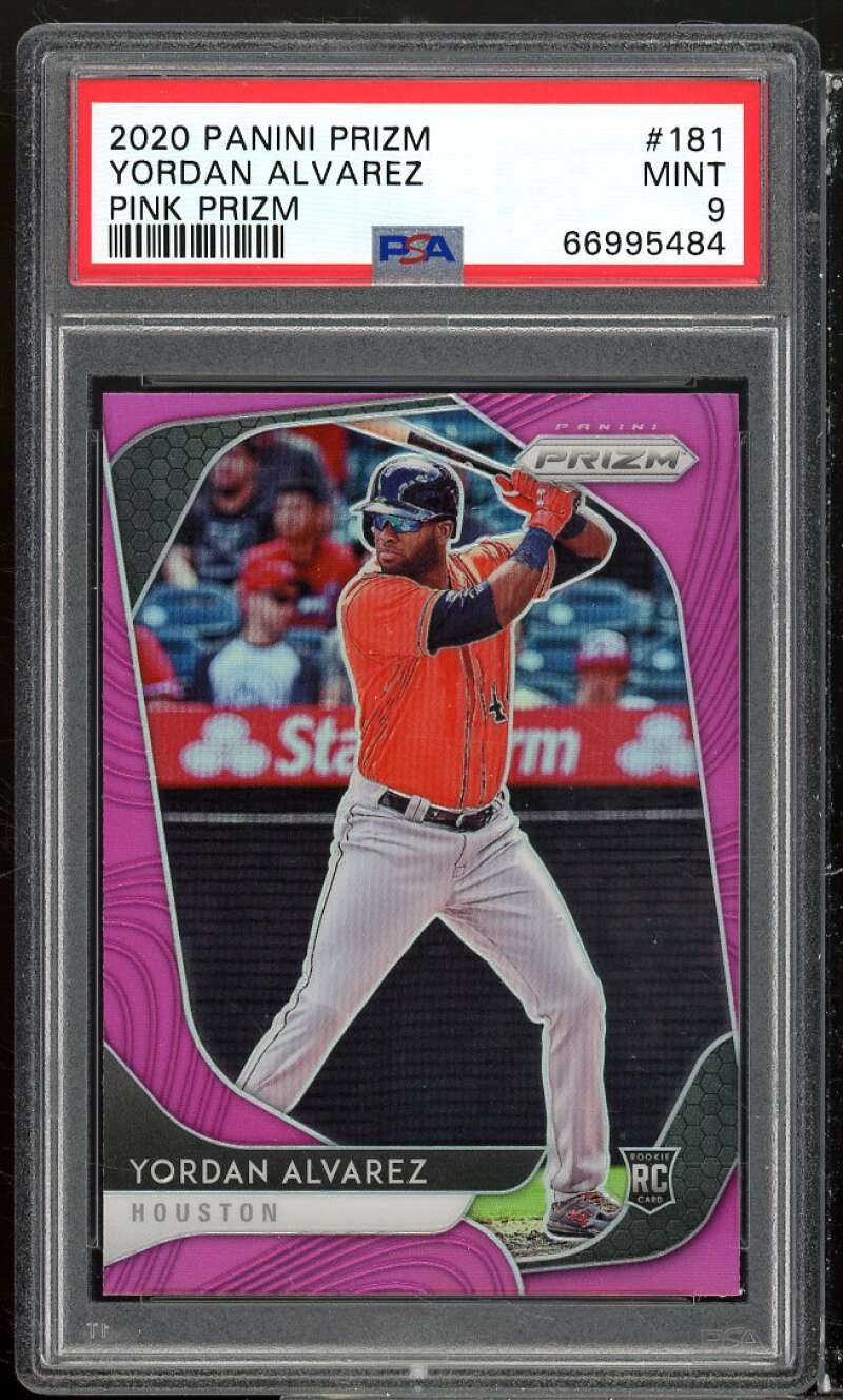 Yordan Alvarez Rookie Card 2020 Panini Prizm Pink Prizm #181 PSA 9 Image 1