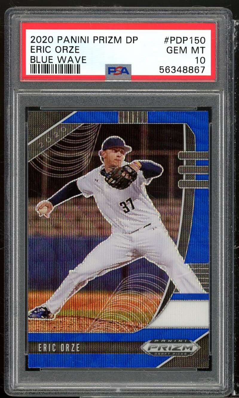 Eric Orze Rookie Card 2020 Panini Prizm DP Blue Wave #PDP150 PSA 10 Image 1