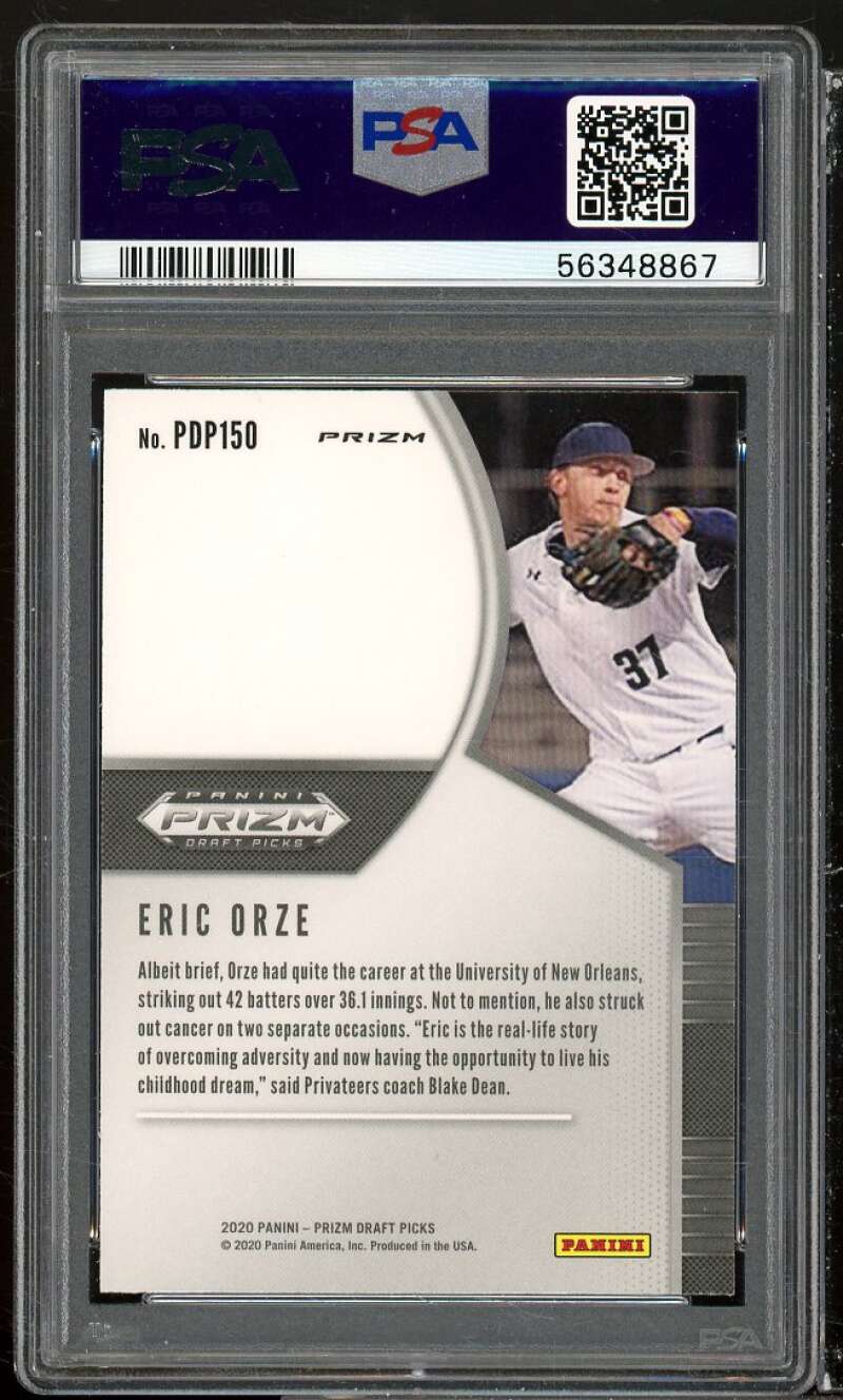 Eric Orze Rookie Card 2020 Panini Prizm DP Blue Wave #PDP150 PSA 10 Image 2