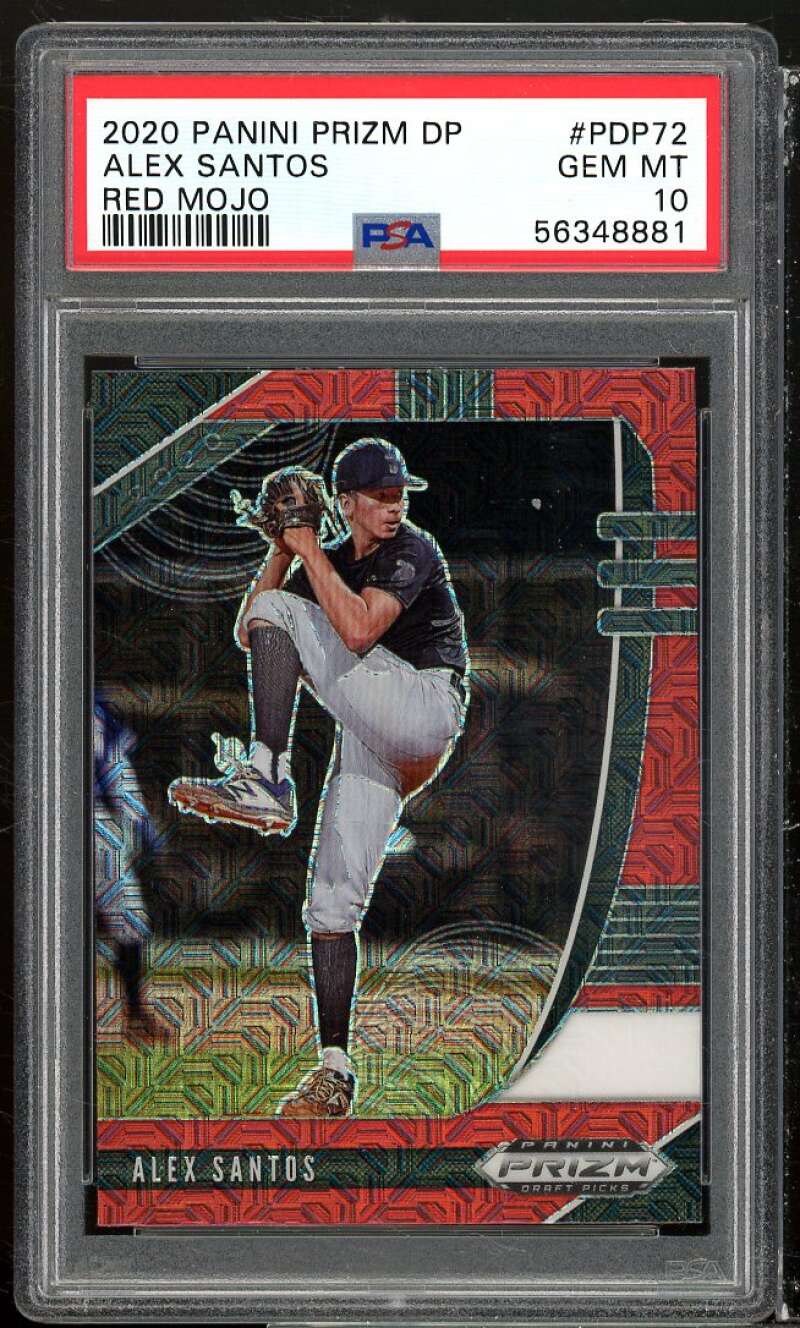 Alex Santos Rookie Card 2020 Panin Prizm DP Red Mojo #PDP72 PSA 10 Image 1