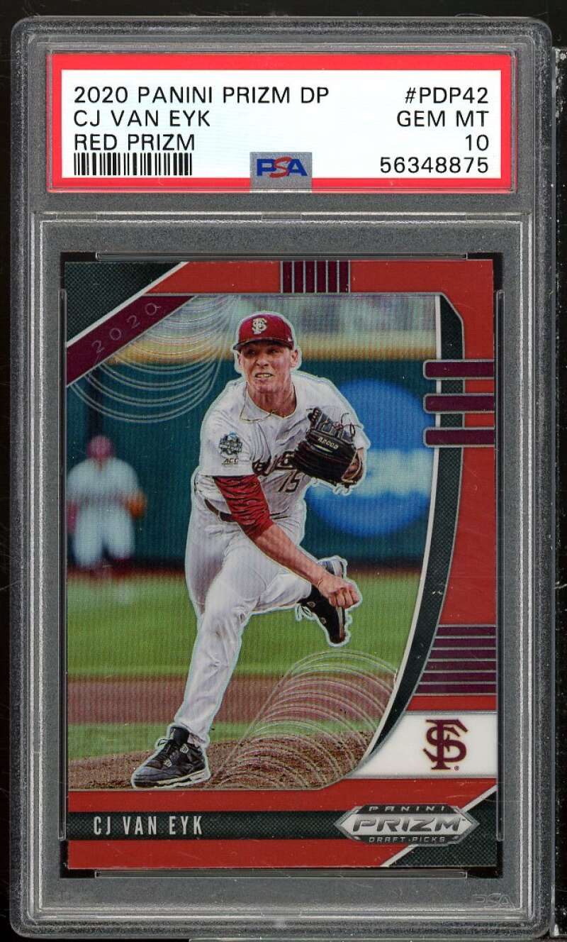 CJ Van Eyk Rookie Card 2020 Panini Prizm DP Red Prizm #PDP42 PSA 10 Image 1