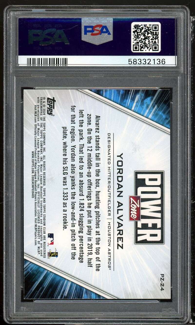 Yordan Alvarez Rookie Card 2020 Stadium Club Power Zone #PZ24 PSA 10 Image 2