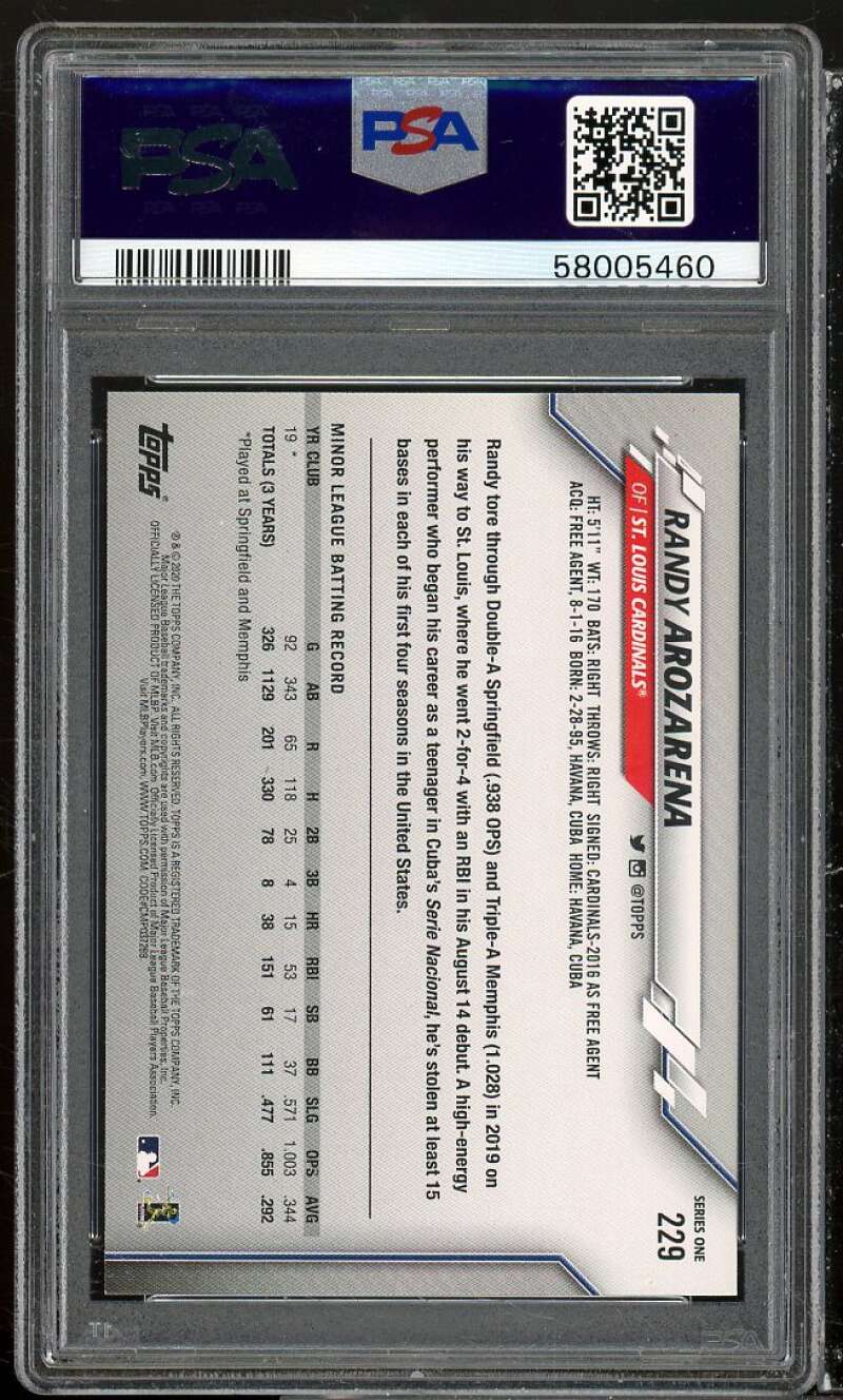 Randy Arozarena Rookie Card 2020 Topps #229 PSA 9 Image 2