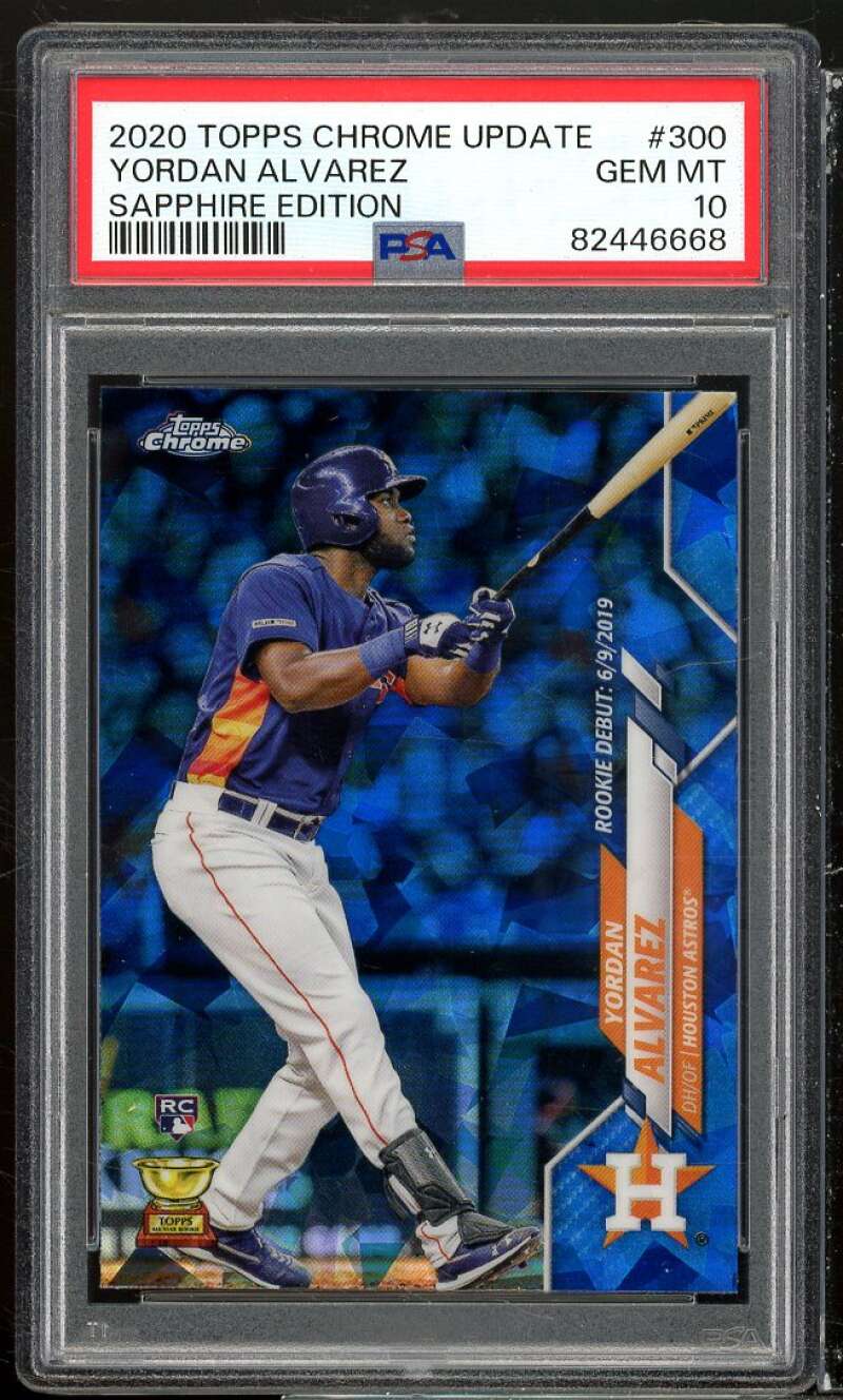 Yordan Alvarez Rookie Card 2020 Topps Chrome Update Sapphire Edition #300 PSA 10 Image 1