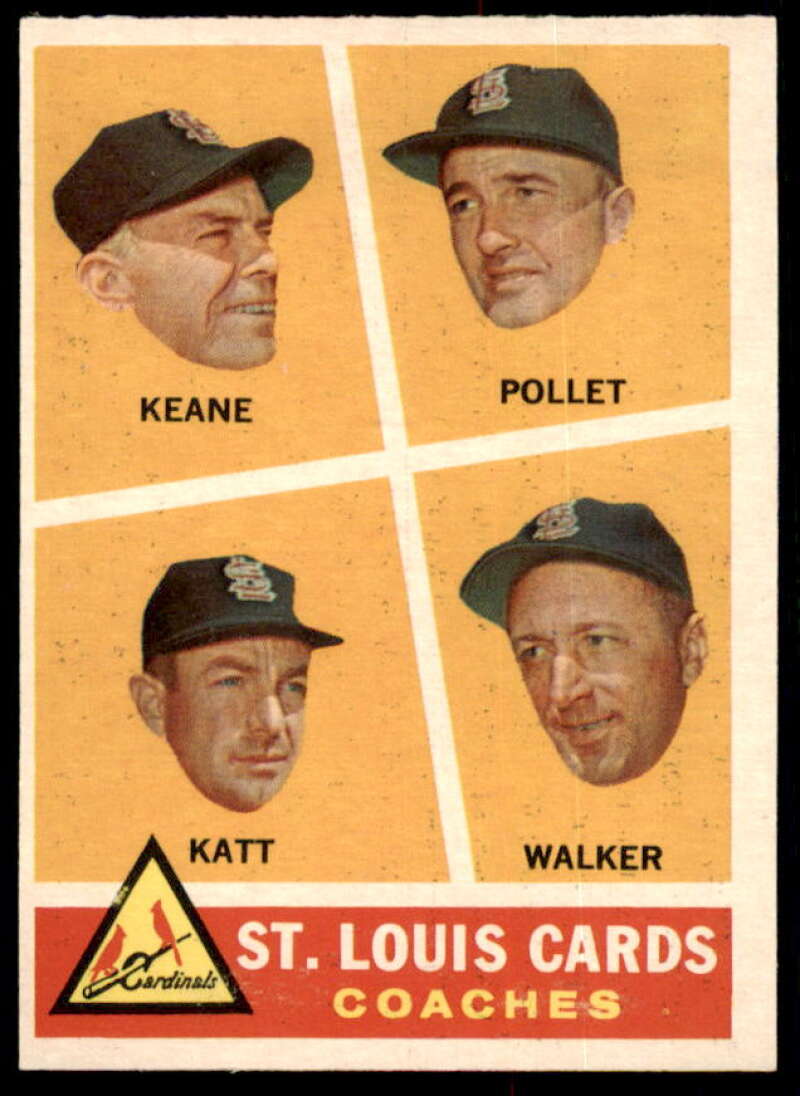 Cardinals Coaches/Johnny Keane/Howie Pollet/Ray Katt/Walker 1960 Topps #468  Image 1