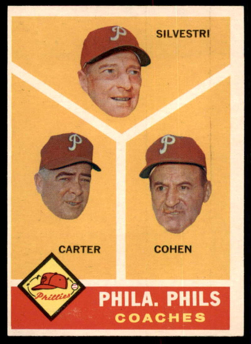 Phillies Coaches/Ken Silvestri/Dick Carter/Andy Cohen Card 1960 Topps #466  Image 1