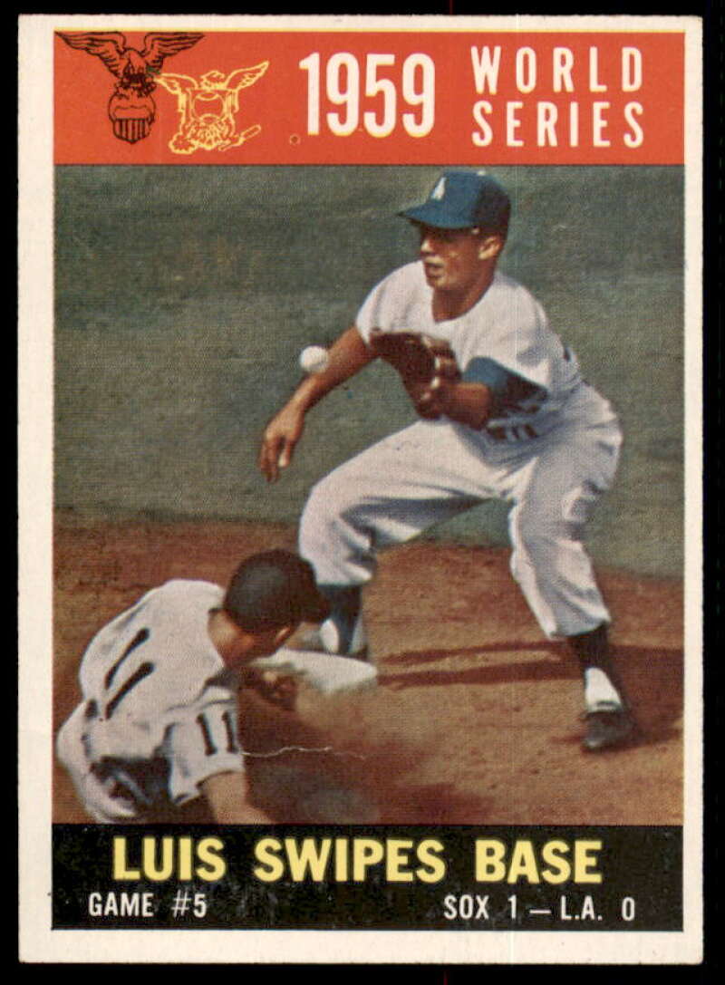 World Series Game 5/Aparicio Steals Base/w/Maury Wills Card 1960 Topps #389  Image 1