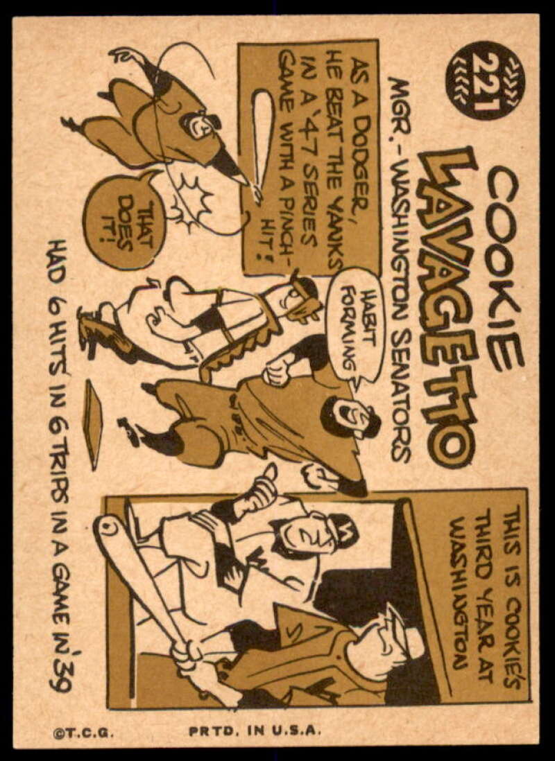 Cookie Lavagetto MG Card 1960 Topps #221  Image 2