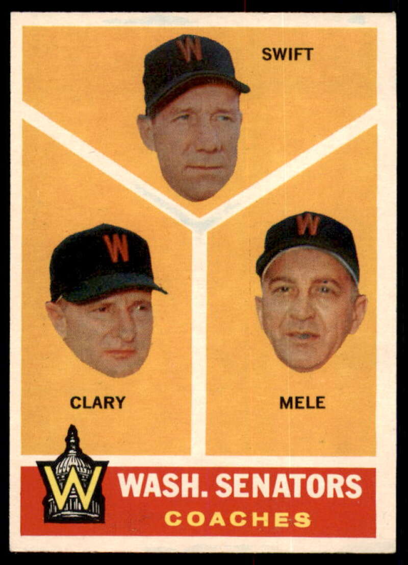 Senators Coaches/Bob Swift/Ellis Clary/Sam Mele Card 1960 Topps #470  Image 1