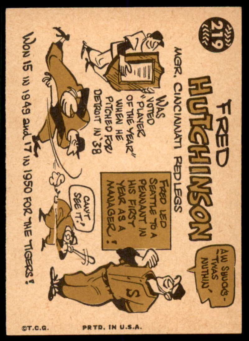 Fred Hutchinson MG Card 1960 Topps #219  Image 2