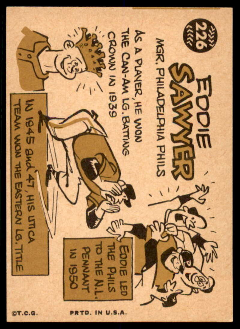 Eddie Sawyer MG Card 1960 Topps #226  Image 2