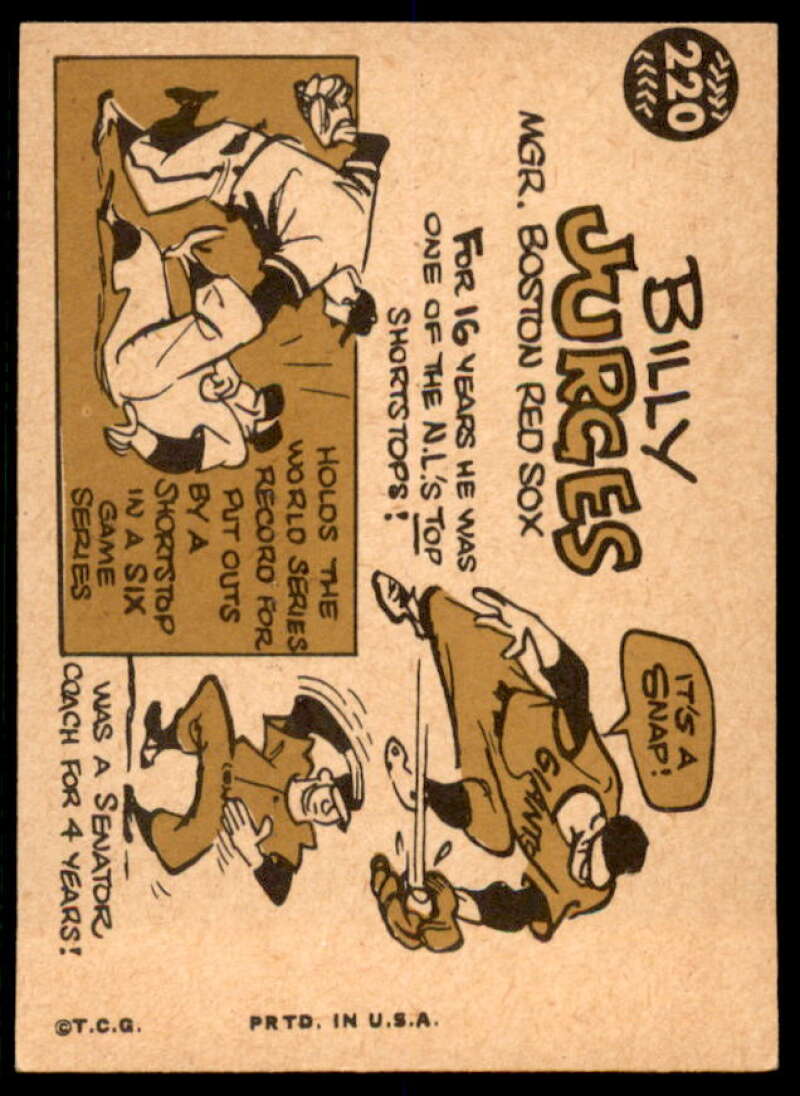 Billy Jurges MG Card 1960 Topps #220  Image 2