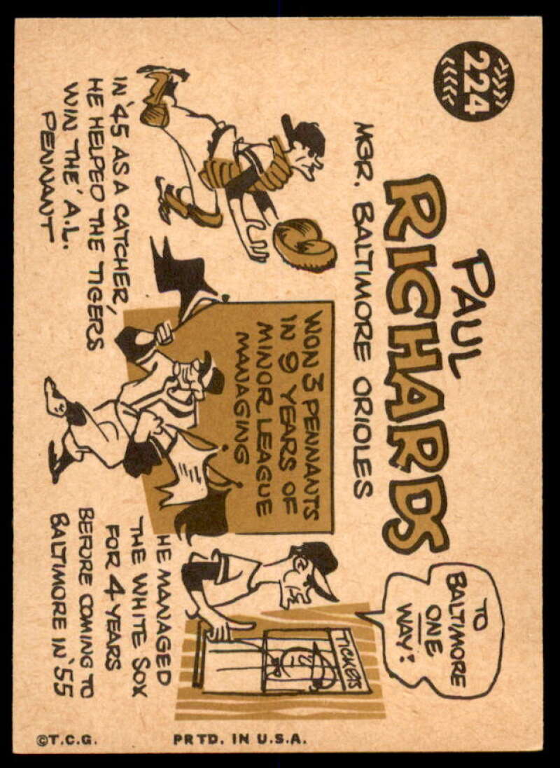 Paul Richards MG Card 1960 Topps #224  Image 2