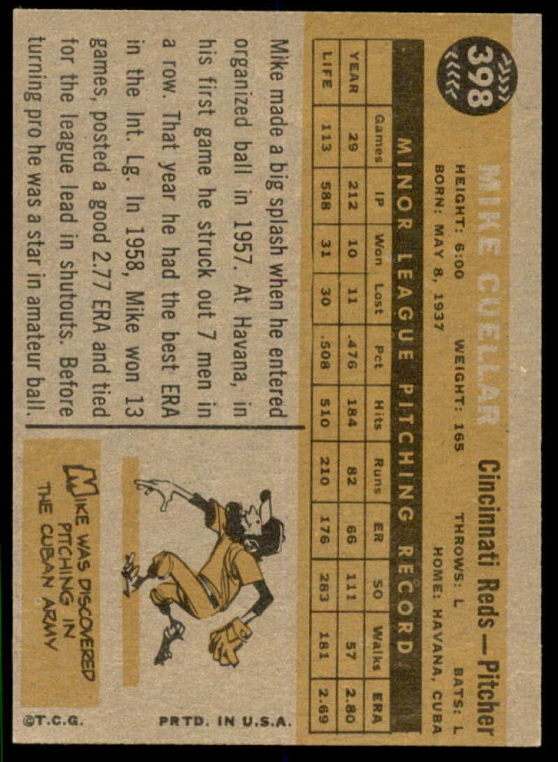 Mike Cuellar Card 1960 Topps #398  Image 2
