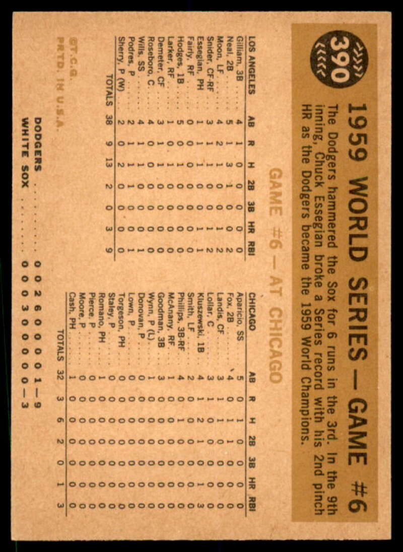 World Series Game 6/Scrambling After Ball Card 1960 Topps #390  Image 2