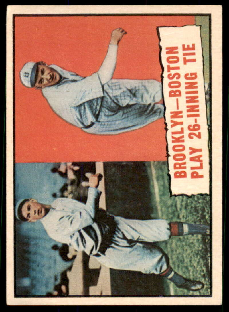 26 Inning Tire/Joe OeschgerL/Leon Cadore Card 1961 Topps #403  Image 1