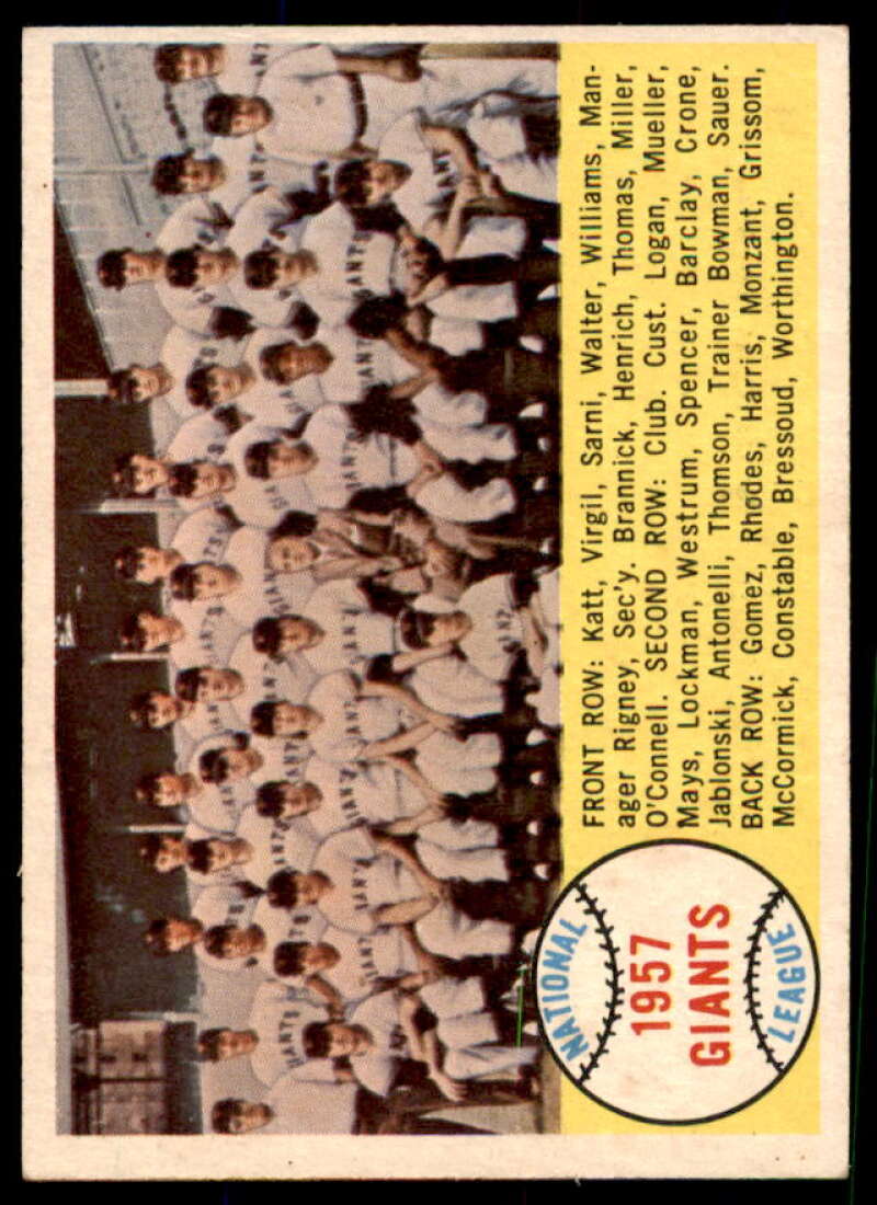 San Francisco Giants TC Card 1958 Topps #19  Image 1