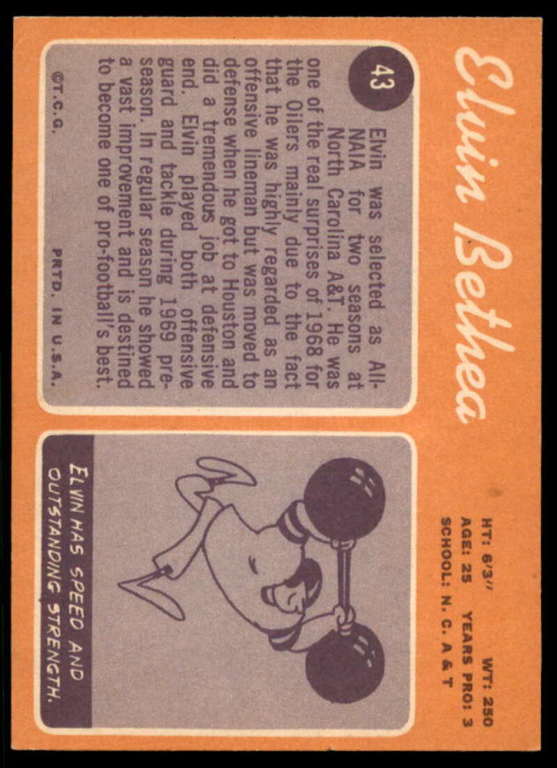 Elvin Bethea Rookie Card 1970 Topps #43  Image 2