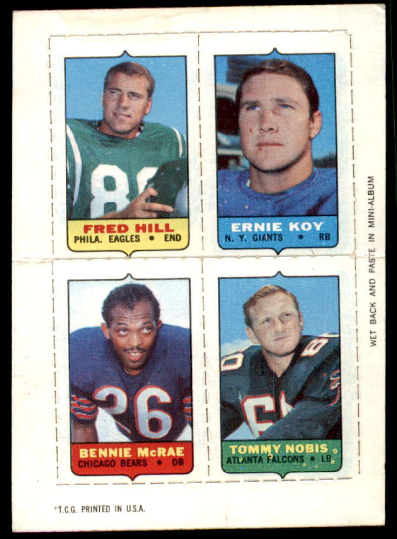 Fred Hill/Ernie Koy/Tommy Nobis/Bennie McRae 1969 Topps Four-in-One Inserts #22  Image 1