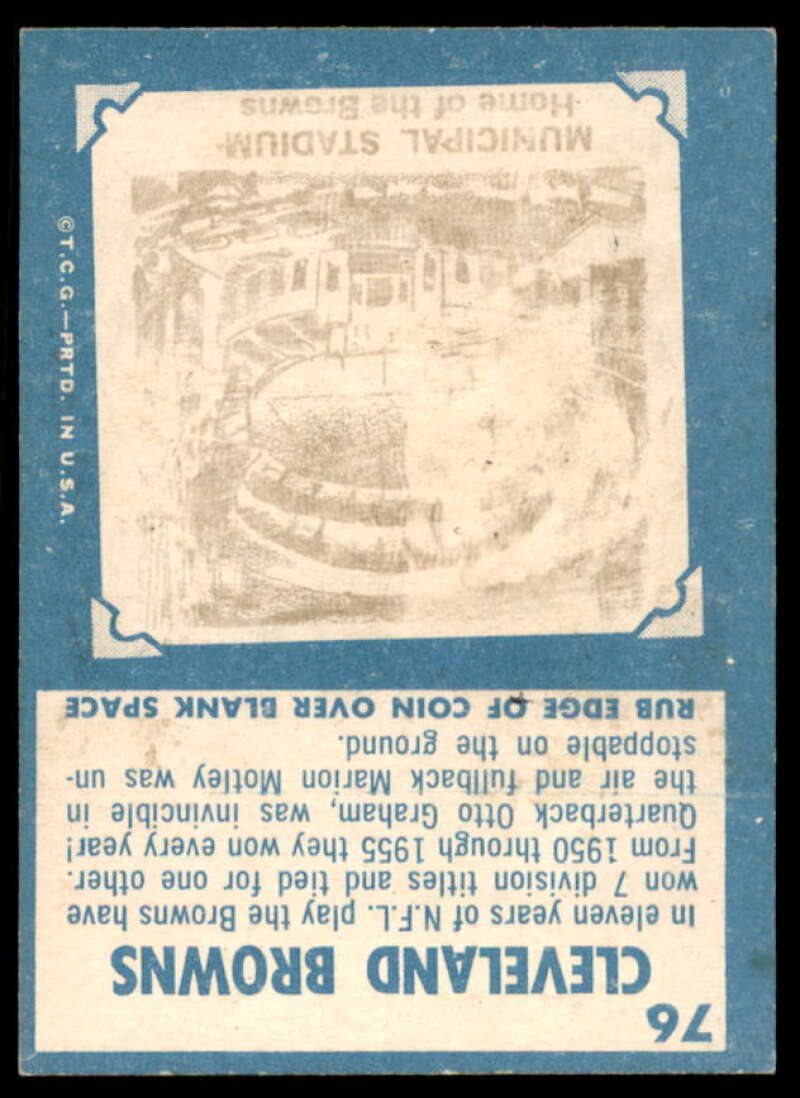Cleveland Browns Card 1961 Topps #76  Image 2