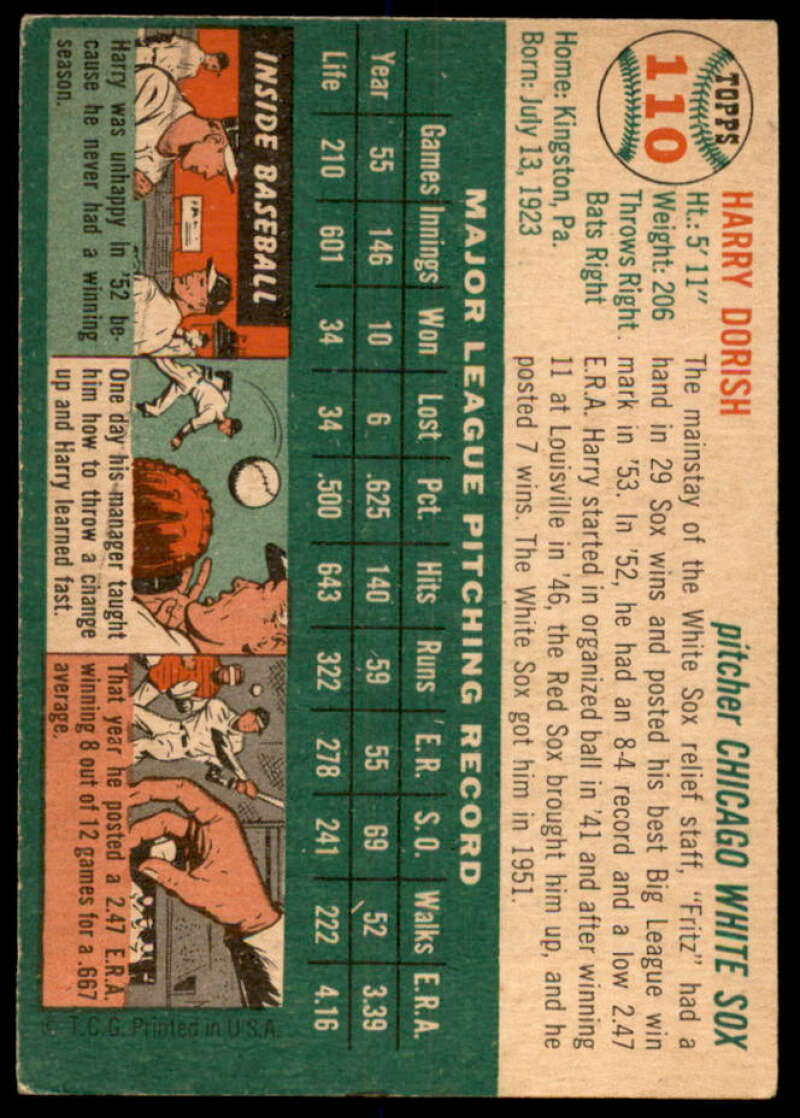 Harry Dorish Card 1954 Topps #110  Image 2