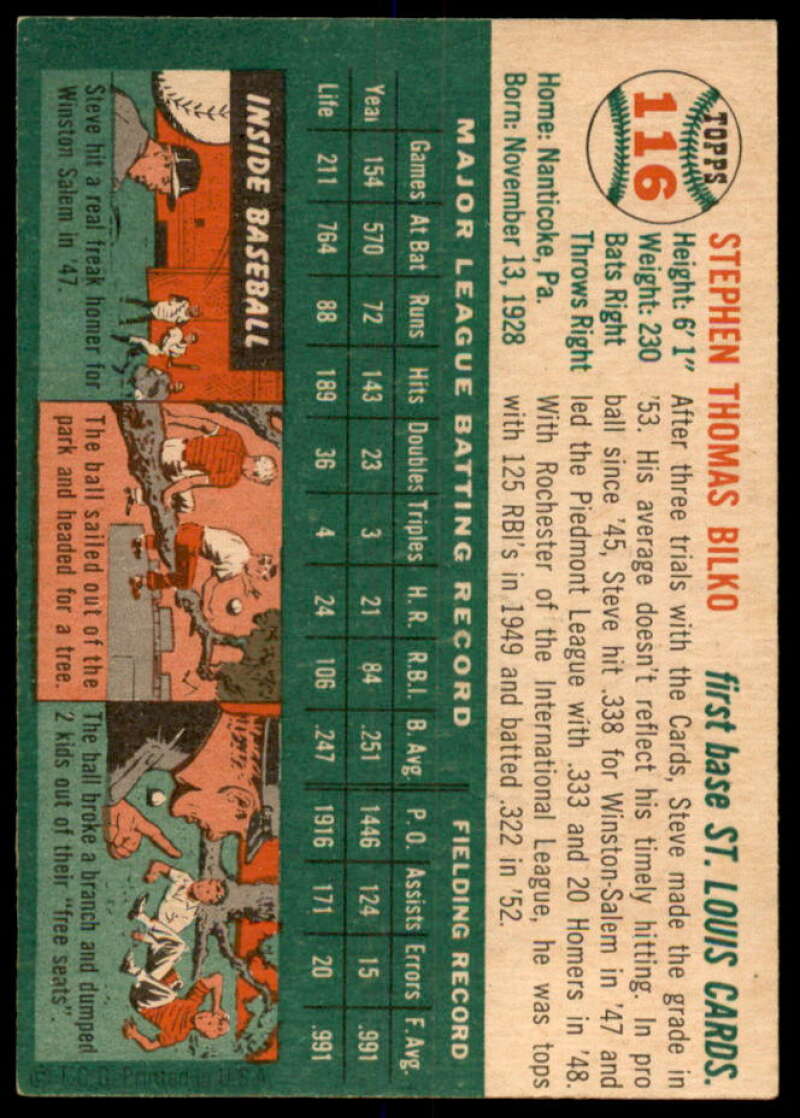 Steve Bilko Card 1954 Topps #116  Image 2