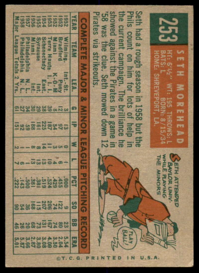 Seth Morehead GB Card 1959 Topps #253A  Image 2