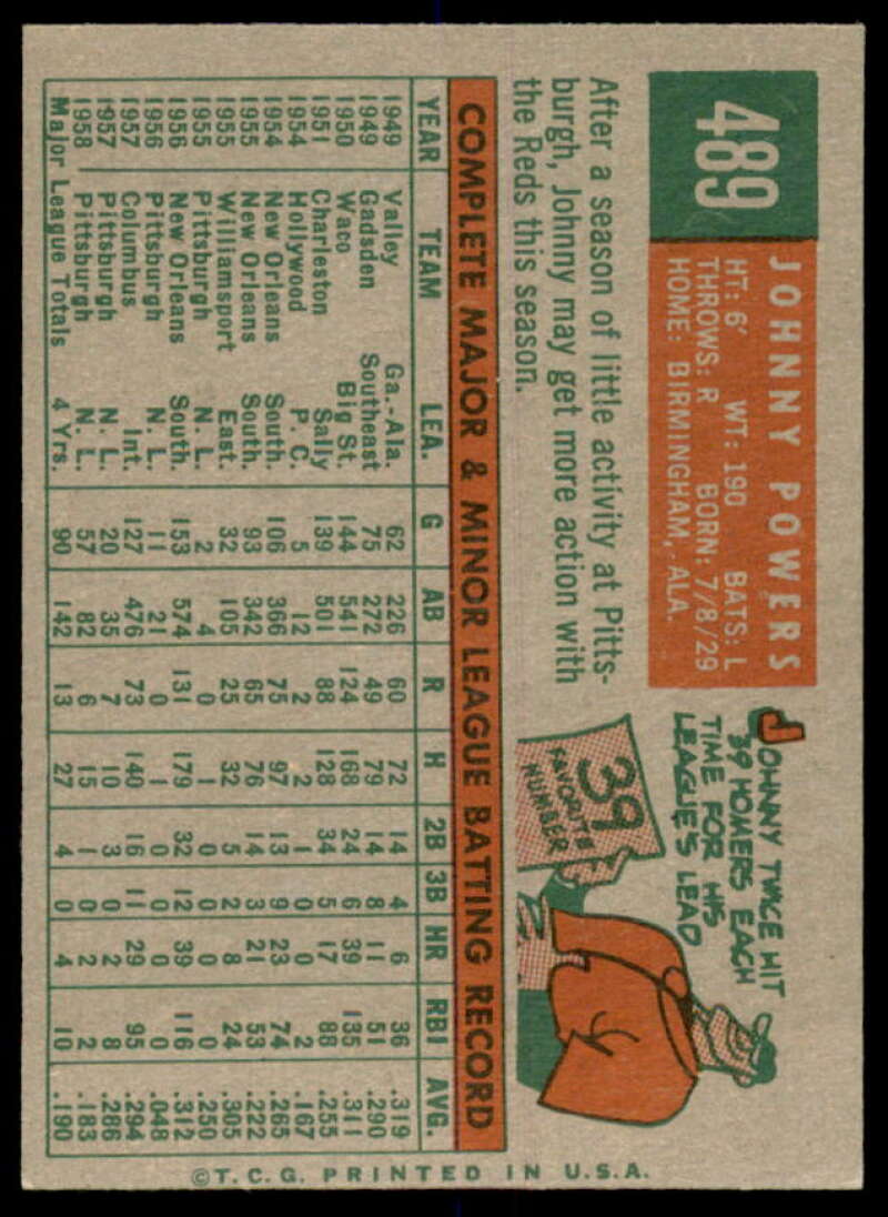 John Powers Card 1959 Topps #489  Image 2