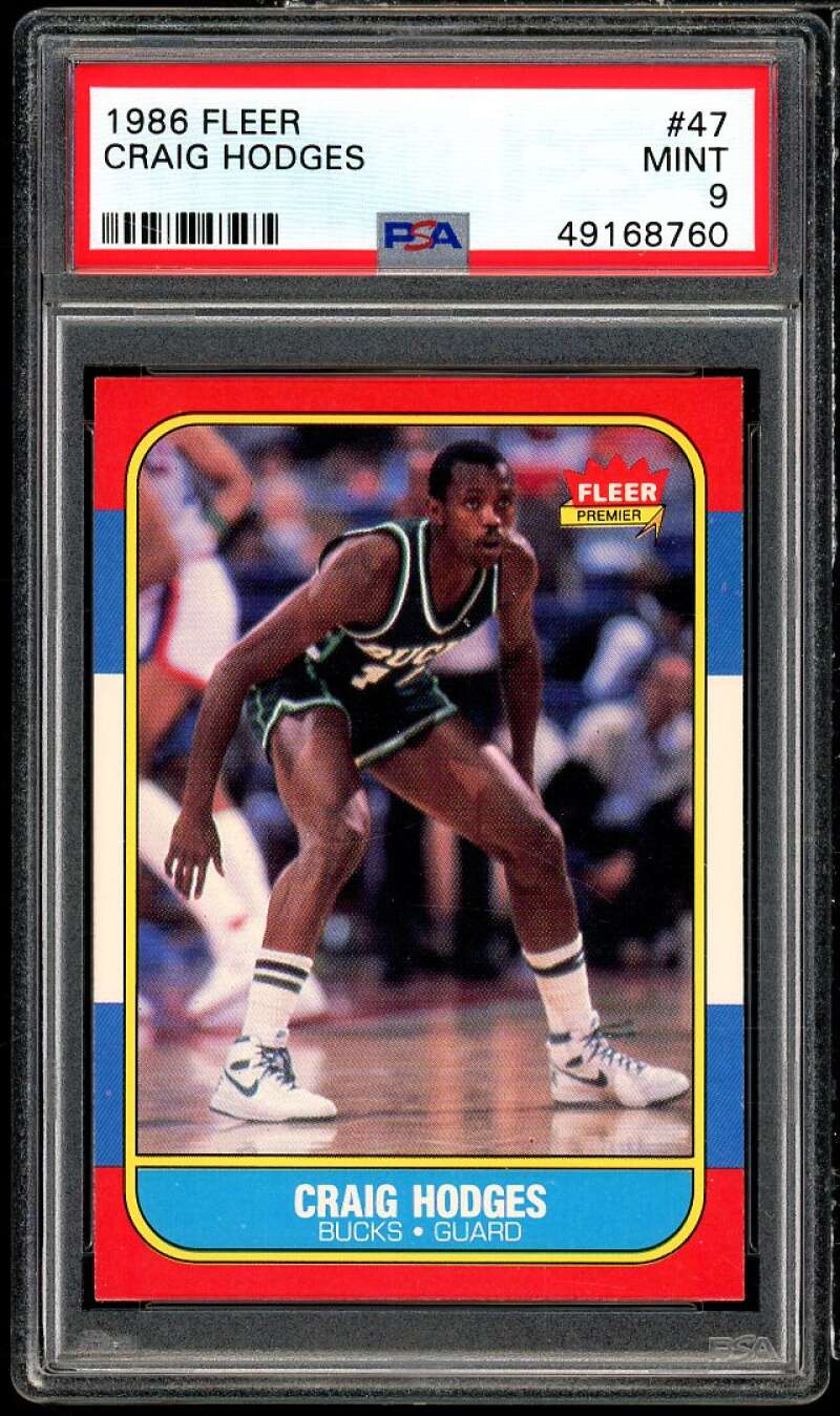 Craig Hodges Rookie Card 1986-87 Fleer #47 PSA 9 Image 1