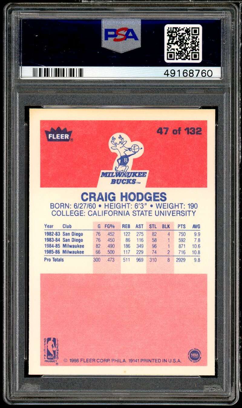 Craig Hodges Rookie Card 1986-87 Fleer #47 PSA 9 Image 2