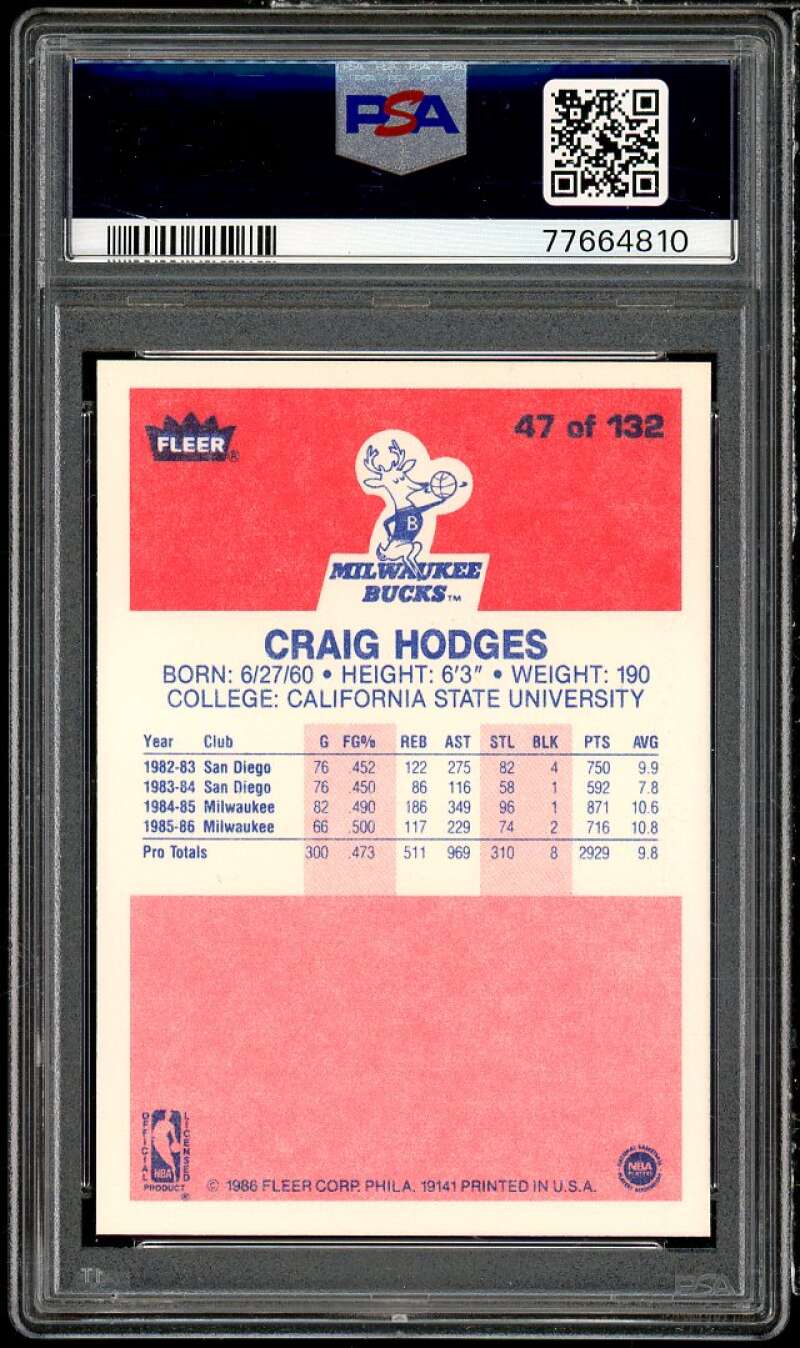 Craig Hodges Rookie Card 1986-87 Fleer #47 PSA 9 Image 2