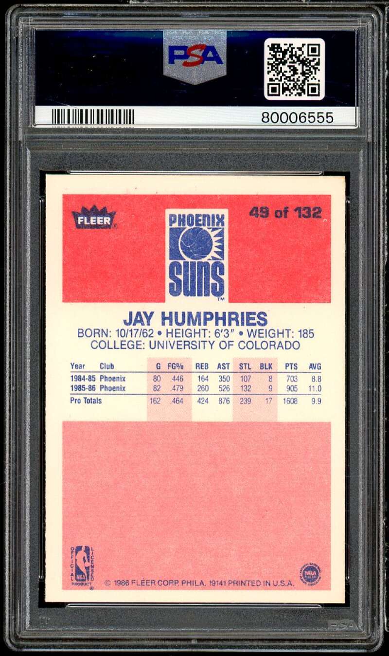 Jay Humphries Rookie Card 1986-87 Fleer #49 PSA 9 Image 2