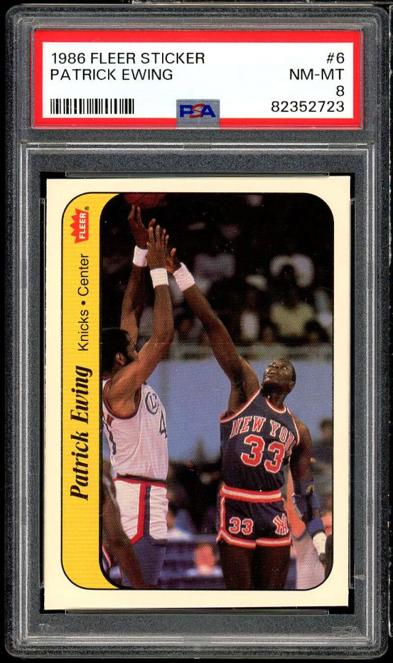 Patrick Ewing Rookie Card 1986-87 Fleer #32 PSA 8 Image 1