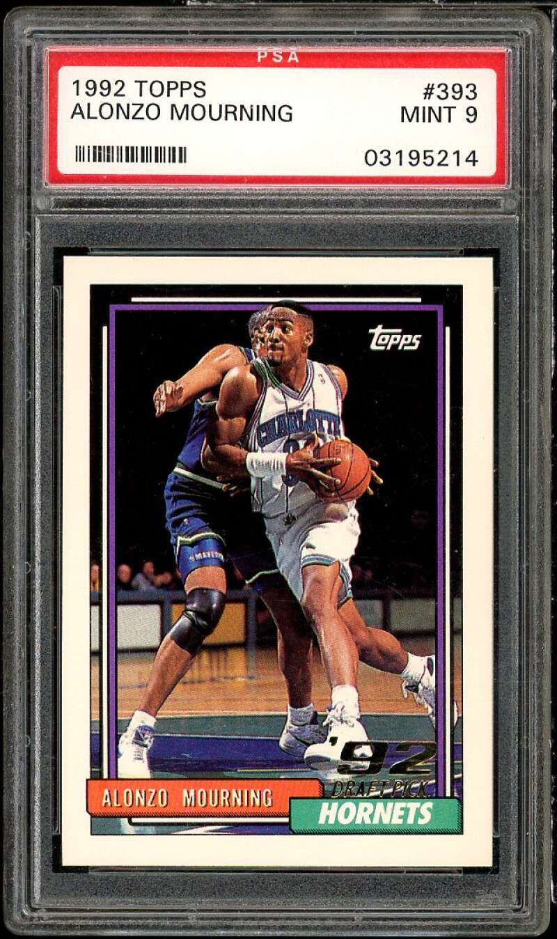 Alonzo Mourning Rookie Card 1992-93 Topps #393 PSA 9 Image 1