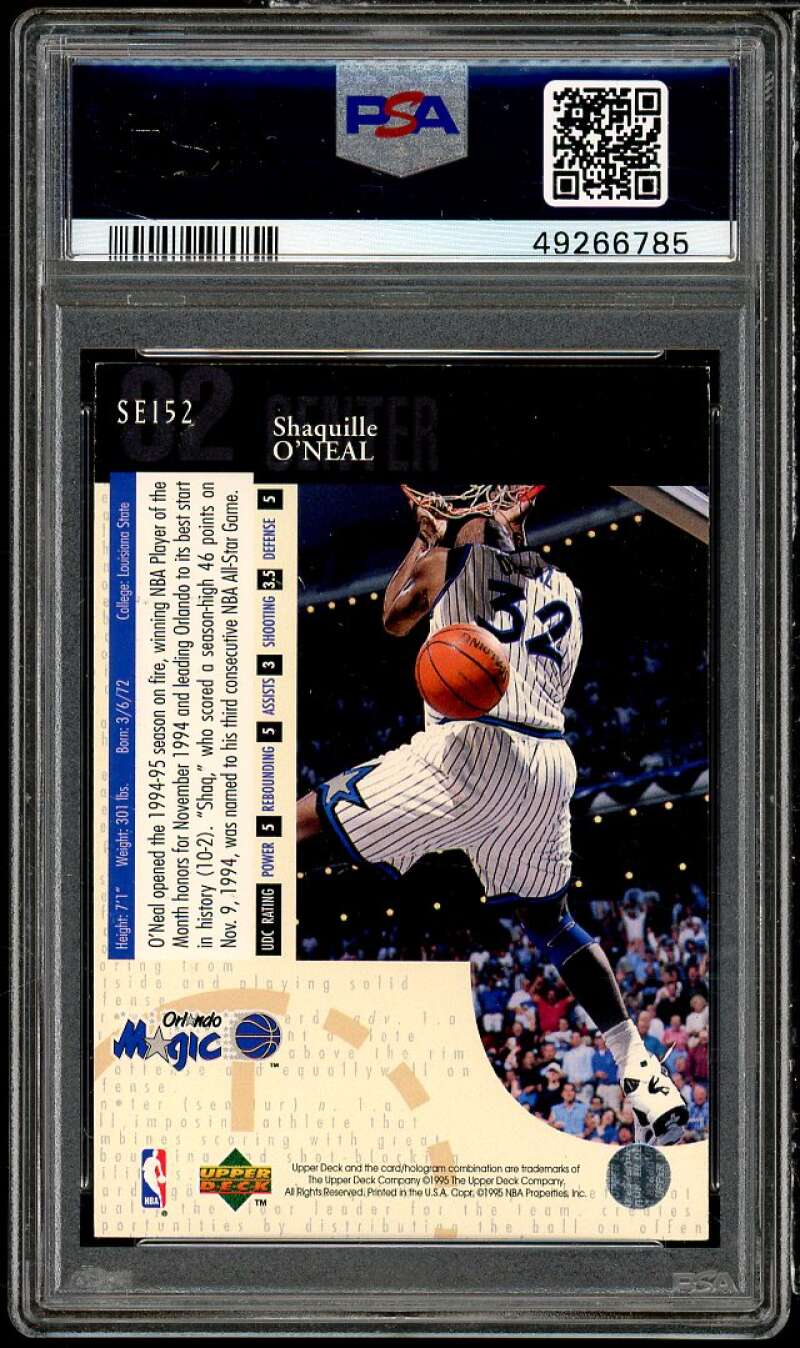 Shaquille O'Neal Card 1994-95 Upper Deck SE #SE152 PSA 7 Image 2