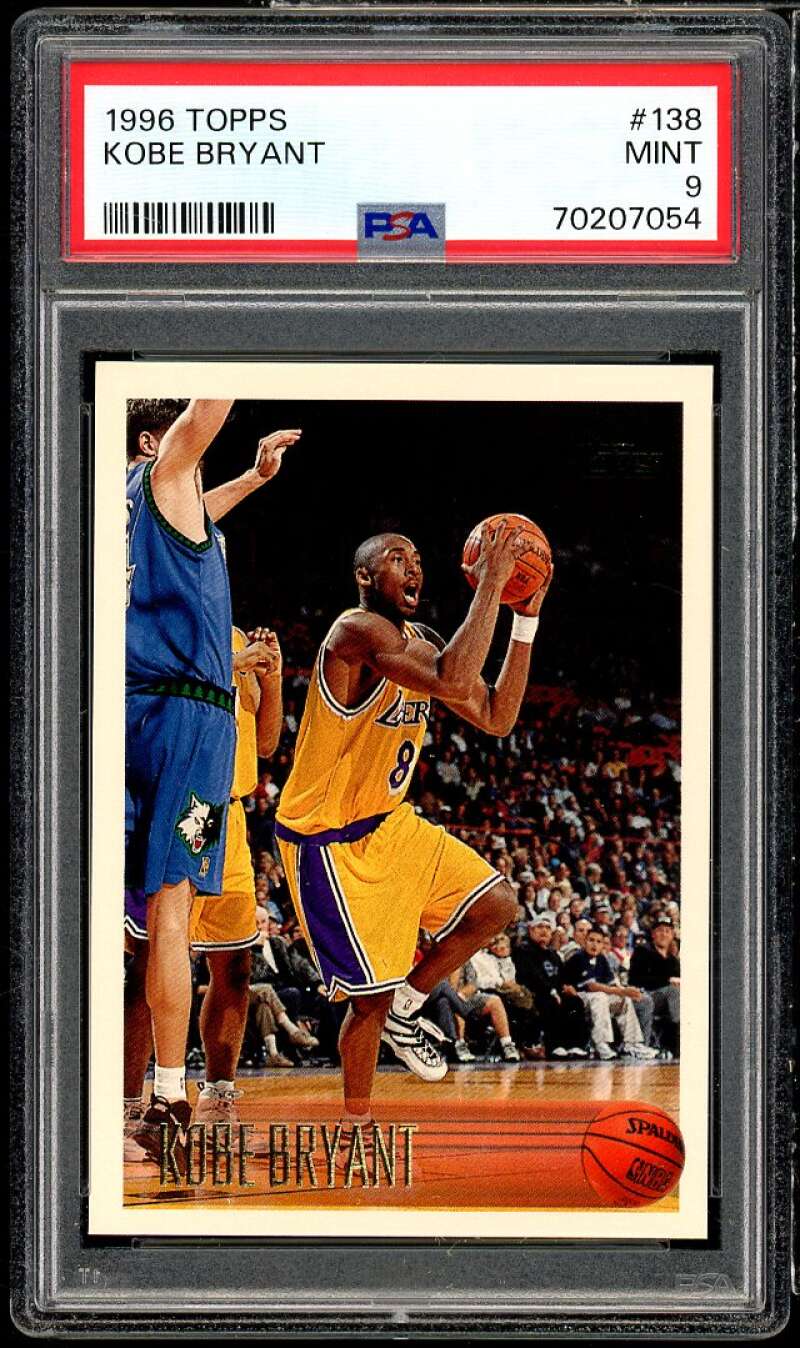 Kobe Bryant Rookie Card 1996-97 Topps #138 PSA 9 Image 1